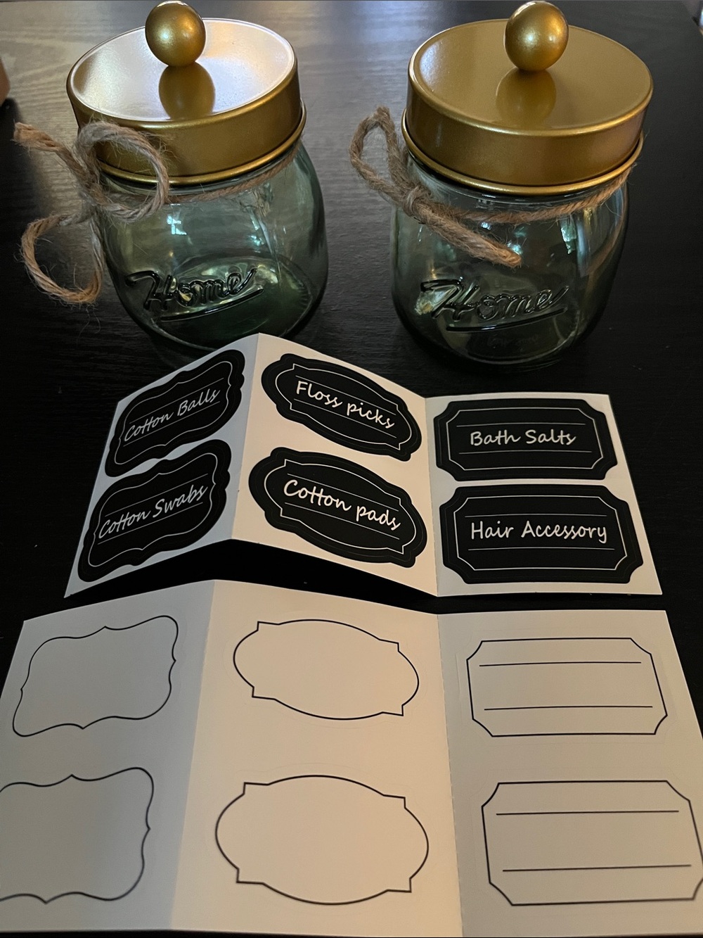 Gold-Lid Glass Storage Jars with Twine - Set of 2